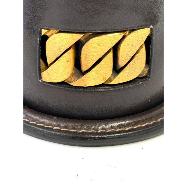 Metal 1970’s Gucci Leather Desk Set Notepad and Pen Holder - Set of 2 For Sale - Image 7 of 12