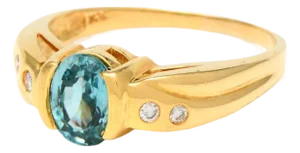 18KY Zircon(1.40) & Diamond(0.08) Ring, size 9.5