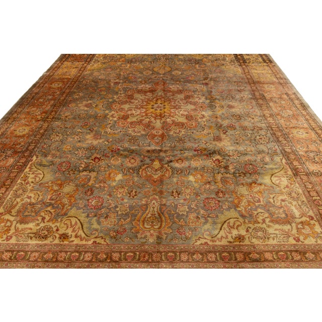 Vintage Persian Tabriz Fine Wool Rug in Gray and Peach With Medallion Motif For Sale In New York - Image 6 of 10