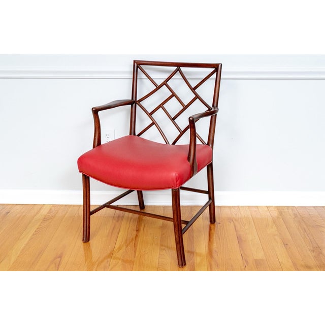 English Georgian Chinese Chippendale Style Mahogany Cockpen Armchair For Sale - Image 16 of 18