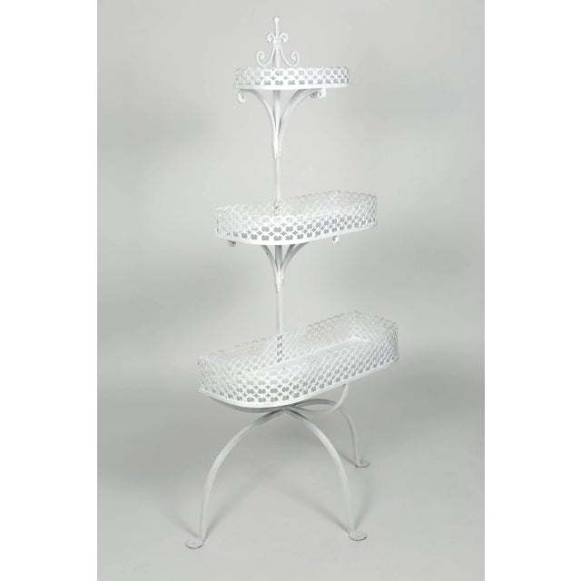 Mid-Century Modern 1950s Wrought Iron Three-Tier Planter For Sale - Image 3 of 10