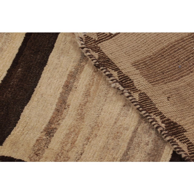 Beige Vintage Persian Gabbeh Rug, Brown and Beige Striped Tribal Design - Rug & Kilim For Sale - Image 8 of 10