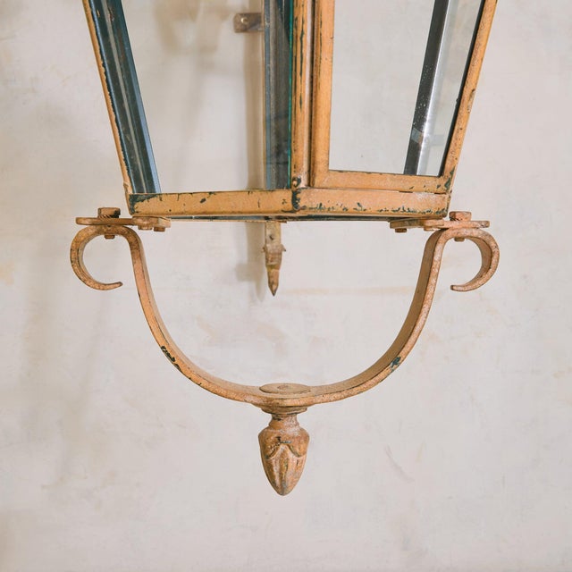 1950s French Aged Metal Lantern Sconce, 1950s - 2 Available For Sale - Image 5 of 12