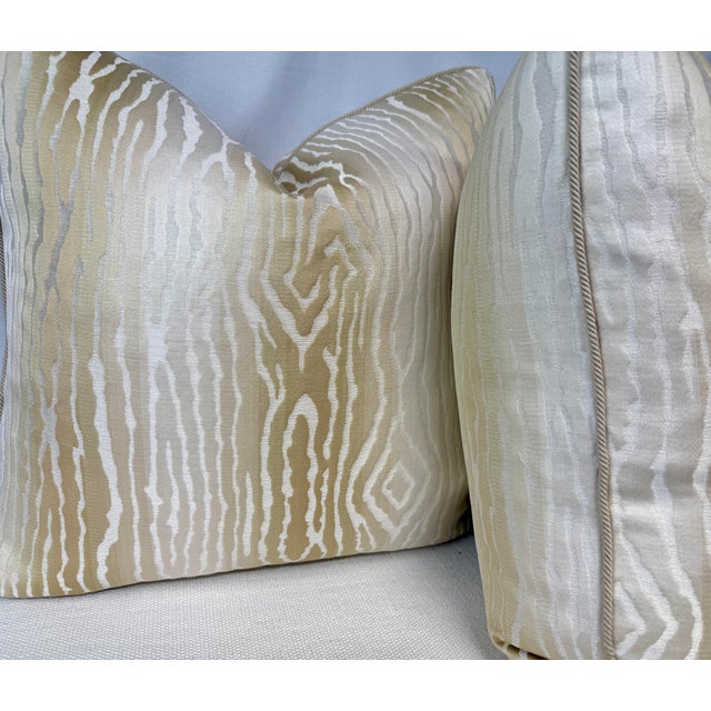 Transitional Thibaut "Traduzione" in Cream 22" Pillows-a Pair For Sale - Image 3 of 3