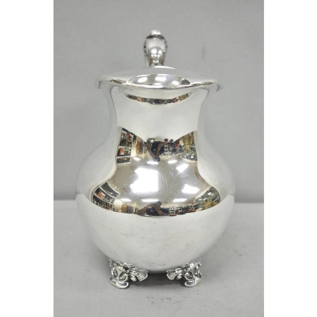 Vintage Poole Victorian Silver Plated Bulbous Footed Water Pitcher W/ Ice Lip For Sale - Image 10 of 14