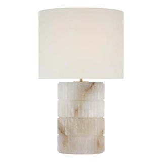 Windsor Smith by Visual Comfort Signature Kapittel Large Table Lamp in Alabaster with Linen Shade For Sale