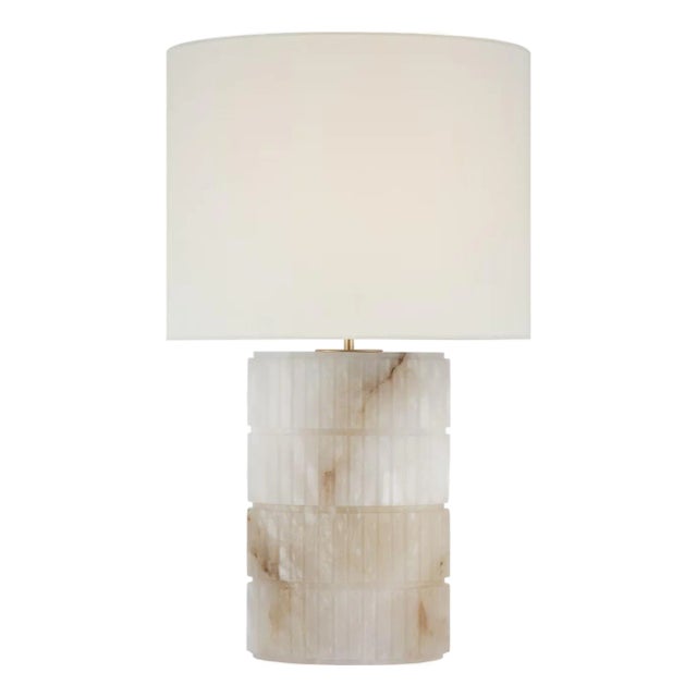 Windsor Smith by Visual Comfort Signature Kapittel Large Table Lamp in Alabaster with Linen Shade For Sale