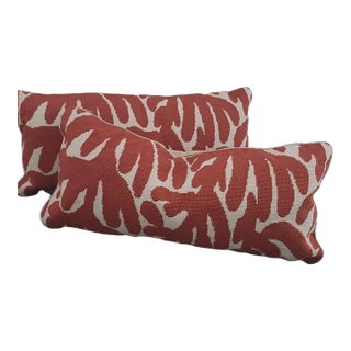 Dransfield & Ross Ny Set (2) Lumbar Pillows Wool / Feather Coral Ivory For Sale