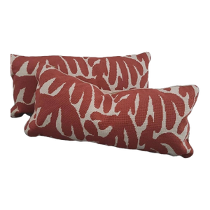 Dransfield & Ross Ny Set (2) Lumbar Pillows Wool / Feather Coral Ivory