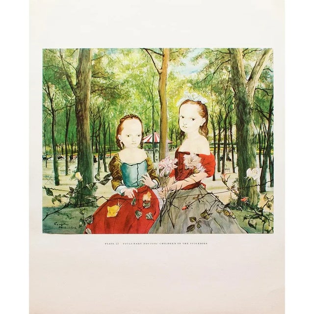 Paper 1950s After Tsuguharu Foujita "Children in the Tuileries", First Edition Swiss Full-Color Print For Sale - Image 7 of 9