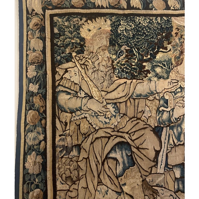 Textile 17th Century Flemish Tapestry Depicting the Meeting of David and King Saul For Sale - Image 7 of 12