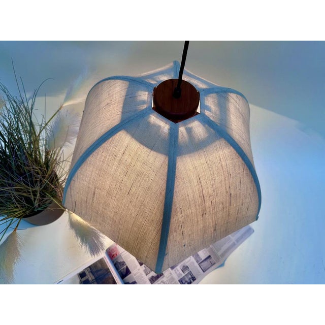 Postmodern Height-Adjustable Umbrella Hanging Lamp in Teak from Domus, 1980s For Sale - Image 18 of 18
