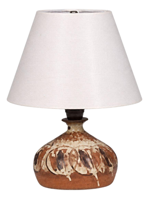1970s Mid Century Modern Tingkeramik Følle, Small Table Lamp, Brown Glazed Stoneware