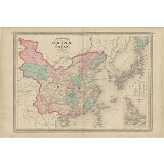 Antique Map of China and Japan by Johnson, 1872 For Sale