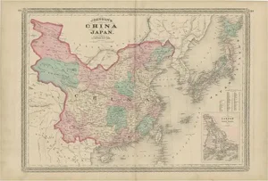 Antique Map of China and Japan by Johnson, 1872
