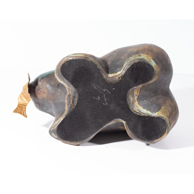 Metal Raku Pottery Bear With Copper Fish by Tony Evans For Sale - Image 7 of 8