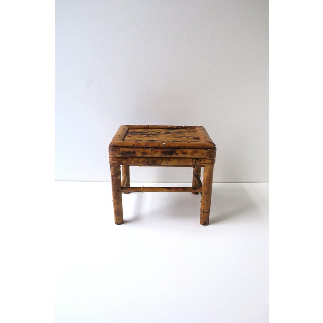 Asian Wicker Bamboo Stool Plant Drink Stand, Small For Sale - Image 3 of 13