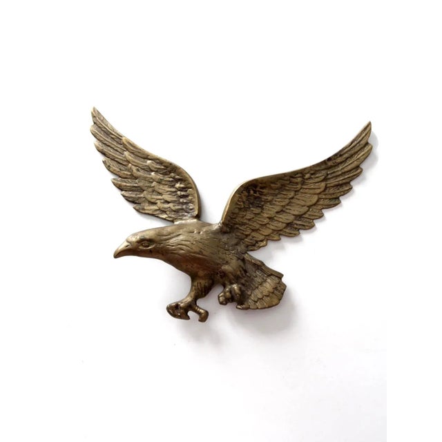 Mid 20th Century Vintage Brass Eagle Wall Hanging For Sale - Image 5 of 11