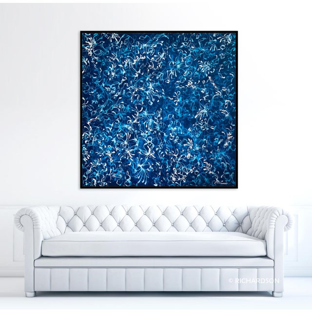 Blue Rising No. 1 is a large-scale abstract painting on canvas defined by layered texture, atmospheric movement, and a...