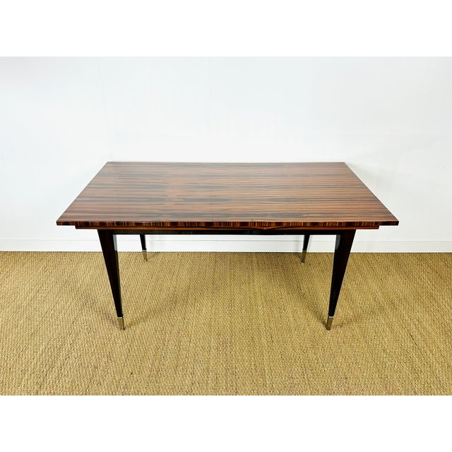 Mid-Century Modern Art Deco Modernist Zebrawood Dining Table, France, 1950s For Sale - Image 3 of 18