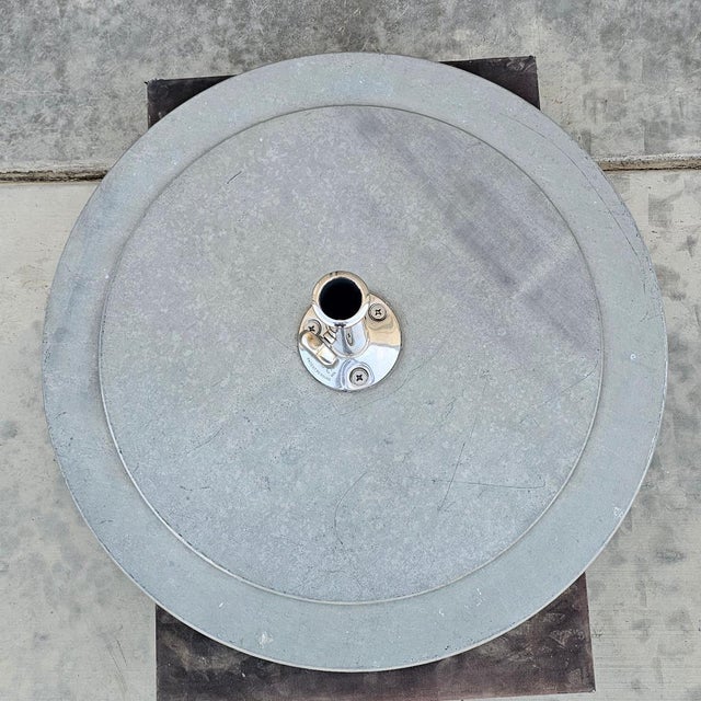 Metal Tuuci Free-Standing Galvanized Steel Round Master Umbrella Base Stand 130 Lb. For Sale - Image 7 of 12
