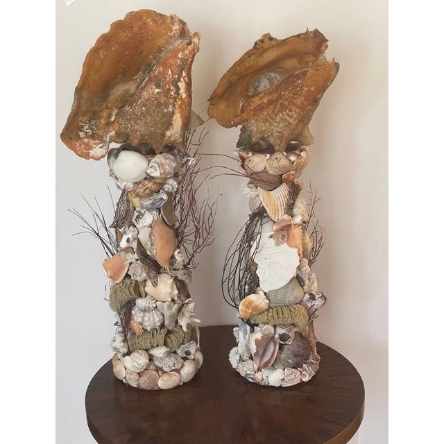 Gorgeous pair of grotto style sea shell encrusted