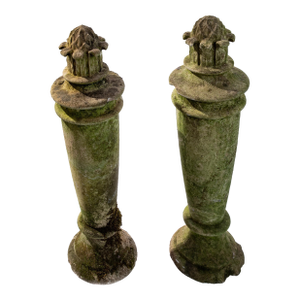 Mid 20th Century Pineapple Motif Garden Pedestals - Set of 2