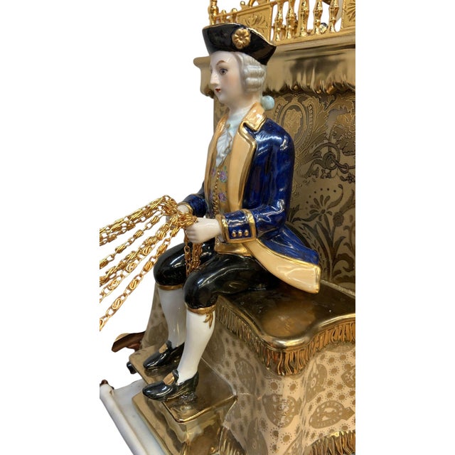 Baroque Antique Franz Hermle Monumental Capodimonte Style Vienna Porcelain Sculpted Mantel Clock/Centerpiece For Sale - Image 3 of 17