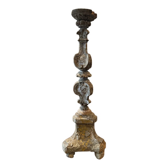 18th-Century Italian Wooden Altar Stick For Sale