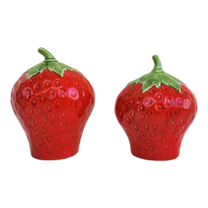 Vintage Ceramic Strawberry Salt & Pepper Shakers -2 Pieces
