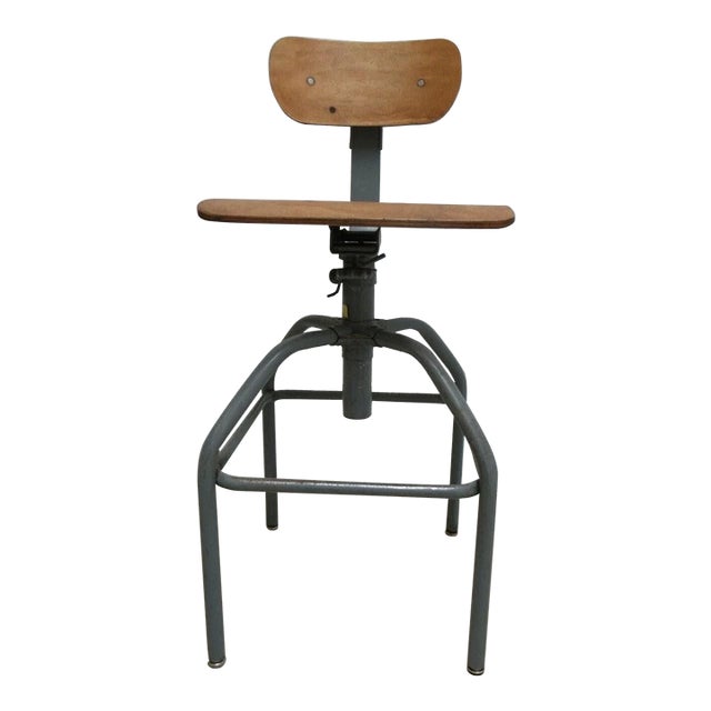 Vintage Bevco Industrial Counter Swivel Bar Drafting Stool Chair Toledo Style For Sale