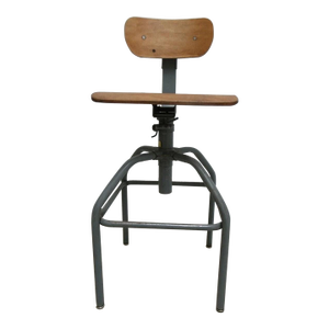 Vintage Bevco Industrial Counter Swivel Bar Drafting Stool Chair Toledo Style