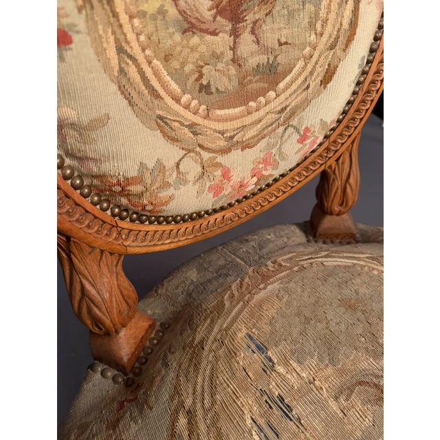 French Louis XVI Style Bergere Rooster Chair With Aubusson Tapestry Circa 1870 For Sale In Indianapolis - Image 6 of 11