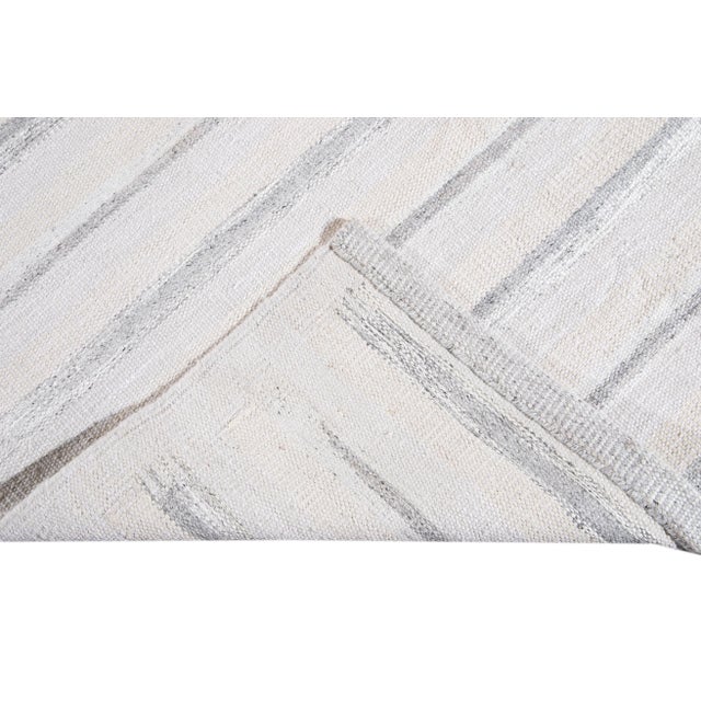 21st-Century Modern Swedish Style Ivory Wool Rug For Sale - Image 4 of 13