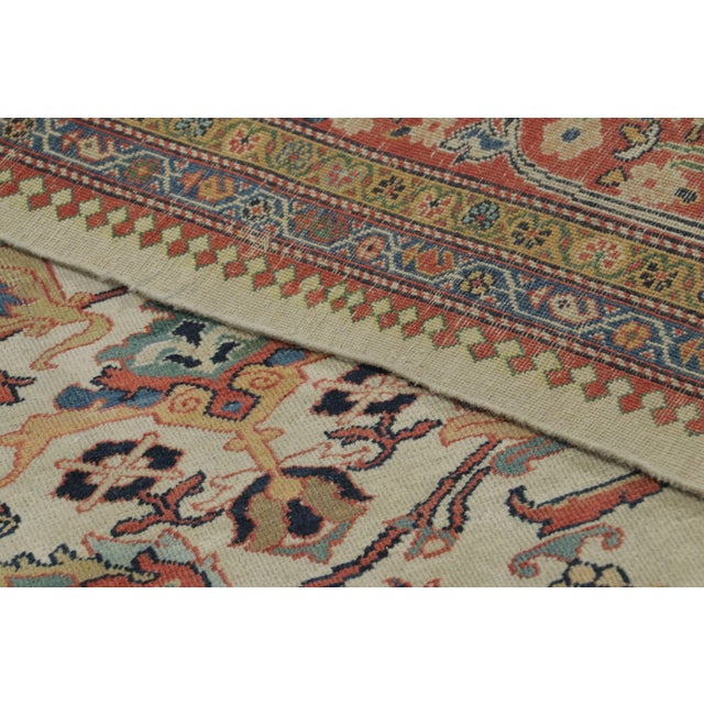 Textile Antique Farahan Persian Rug, Cream and Terracotta Floral Trellis - Rug & Kilim For Sale - Image 7 of 7