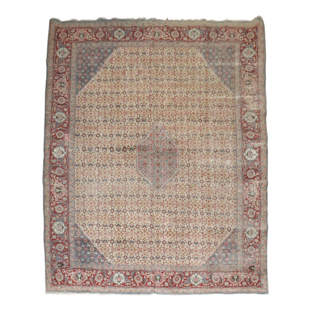 Early 20th Century Worn Tabriz Room Size Rug - 9'6" x 13'6" For Sale
