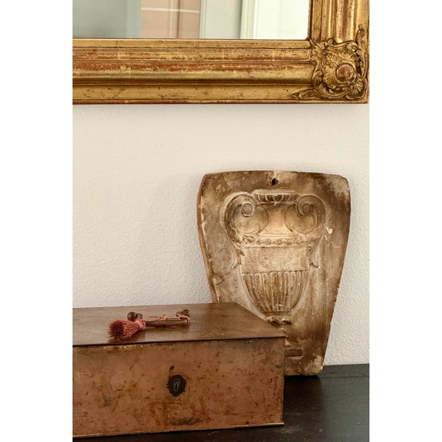 Antique Neoclassical French Decorative Architectural Bas-Relief Cast Plaster Workshop Sample, High Relief Urn Motif. This...