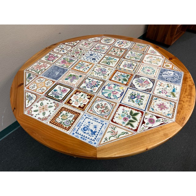 Pulaski Tile Top Oak Pedestal Dining Table Chairish