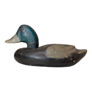 Antique Hand Carved Wood Folk Art Mallard Duck Decoy Shore Bird Sculpture Black