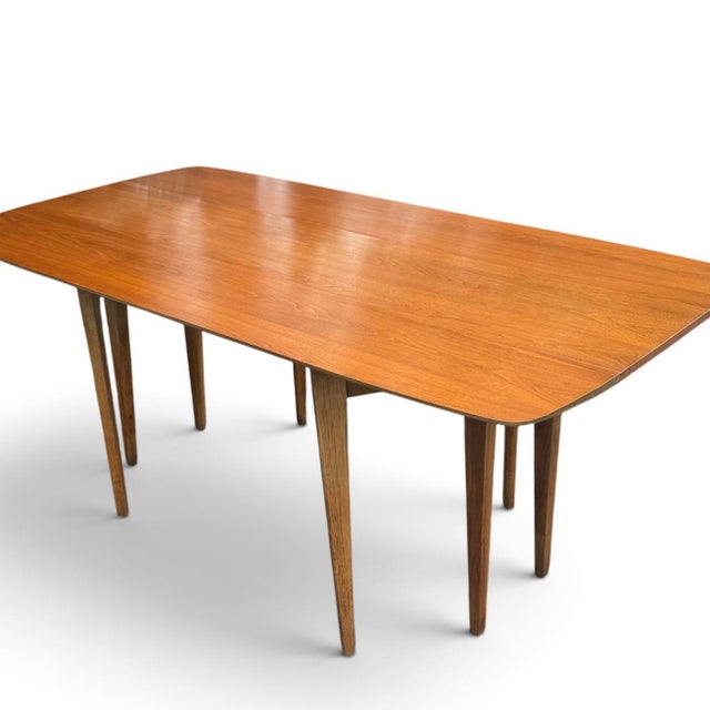 Brown 1957 John Van Koert for Drexel Profile K43 Walnut Drop-Leaf Dining Table For Sale - Image 8 of 12