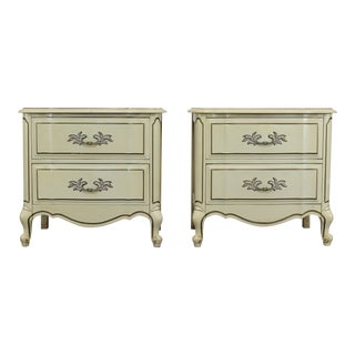 Pair of Vintage French Style Cream Nightstands For Sale