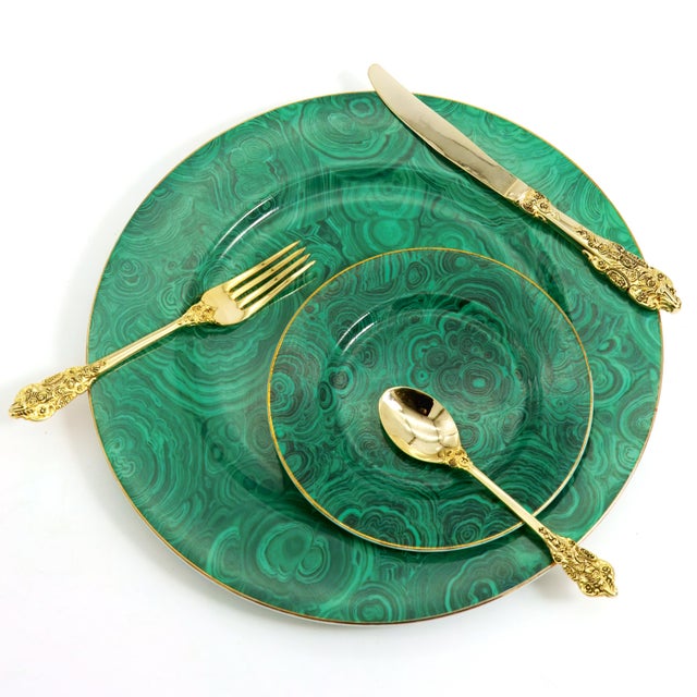 1970s Dior-Inspired Neiman Marcus Malachite Pattern Serving Set 13 Piece - Japanese Porcelain Exclusive With 22k Gold Trim For Sale In Washington DC - Image 6 of 8