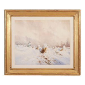 American Watercolor Winter Landscape by Howell Wilson, 1890