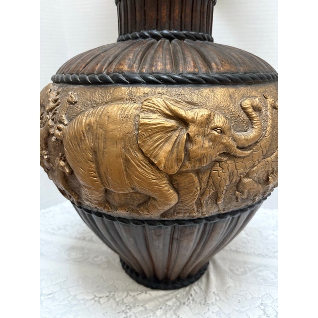 Rare pottery extra large Midcentury exotic wild animal textural table lamp. Rich detailed and textured from top to bottom...