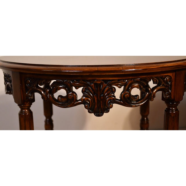 Brown 1930s Antique French Style Burl Mahogany Wood Side Tables Accent Round Tables For Sale - Image 8 of 16