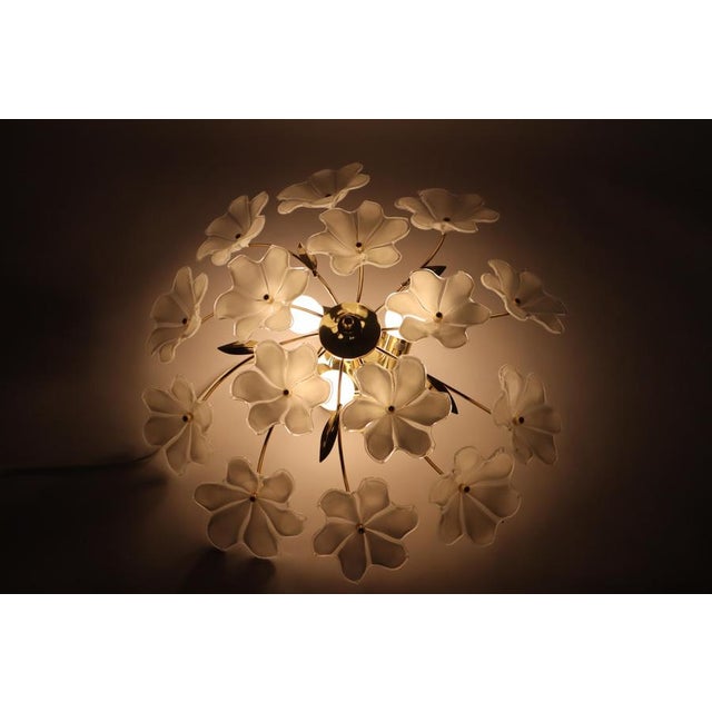 Ceiling Lamp with White Murano Glass Flowers by Hosel, 1980s For Sale - Image 6 of 18