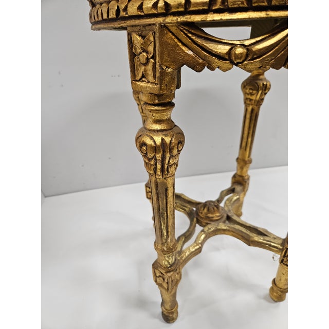 Wood Gilded Baroque Louis XVI Round Side Table For Sale - Image 7 of 16