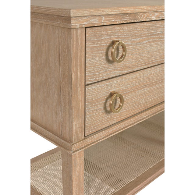 2020s Matthew Izzo Home Richmond Cerused Oak Four Drawer Console Table With Open Cane Shelf For Sale - Image 5 of 8