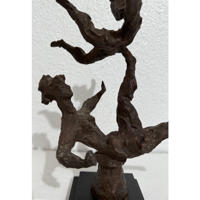 1960s Chaim Gross, Chaim Gross Mid Century Mod Bronze Sculpture Balancing WPA Artist Mom and Child, 1969 For Sale - Image 5 of 17