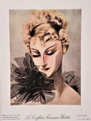 Matted Art Deco Fashion Hair Design Print 1935